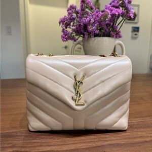 Yves Saint Laurent Loulou Quilted Shoulder Bag - Small, Beige
